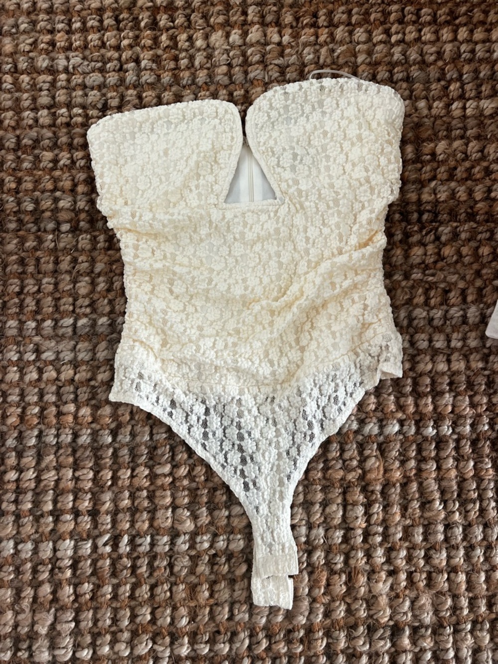 Cream Lace One-Piece Bodysuit for Kids
